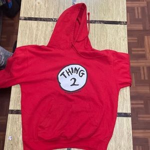 Thing 2 sweater, red, size large